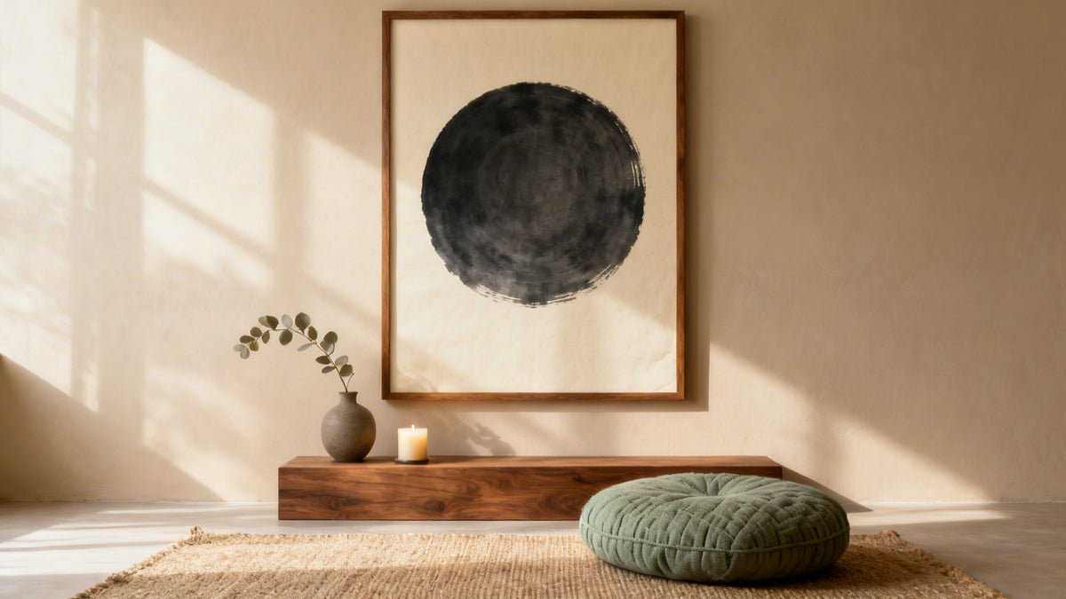 Framed meditation print mockup, perfect for enhancing mindfulness in your sacred space.