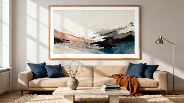 Framed big abstract wall art mockup showcasing modern design for stylish home decor.