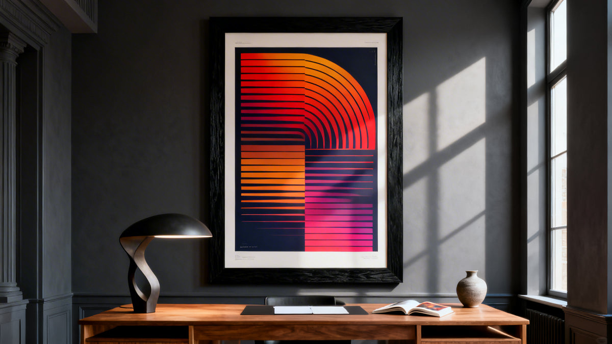 Framed wall art mockup showcasing stylish poster designs from top online poster sites.