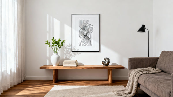 Framed wall art mockup featuring stylish white posters for modern home decor inspiration.