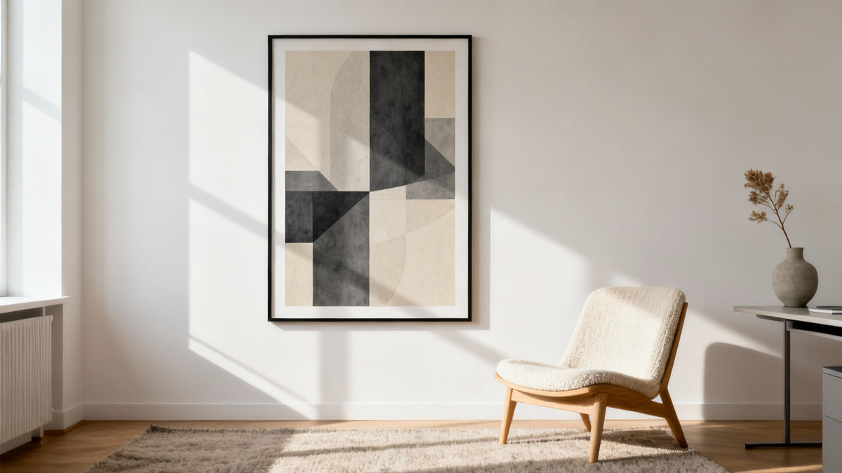 Framed wall art mockup showcasing quality designs from top poster stores for stylish home decor.