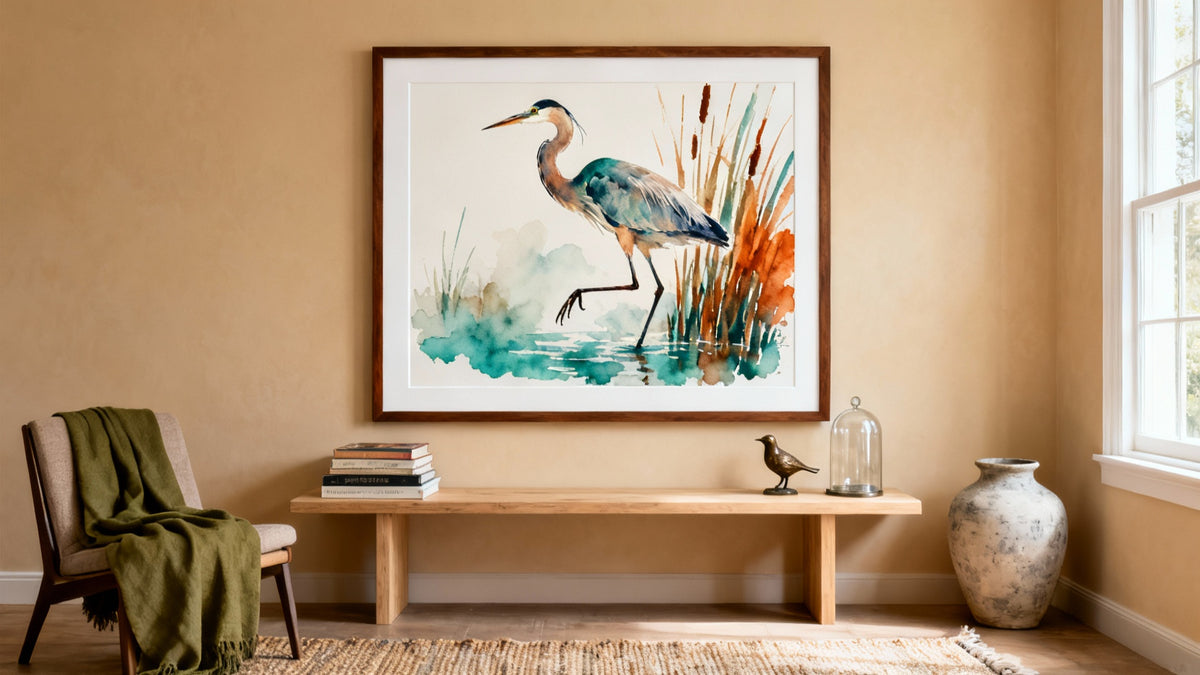 Framed wall art mockup featuring vibrant animal-themed artwork, showcasing life and color in wildlife creativity.