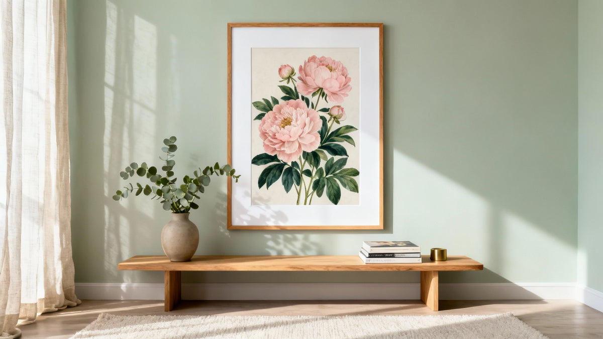 Framed floral wall art mockup showcasing a beautiful floral gallery wall design for home decor inspiration.