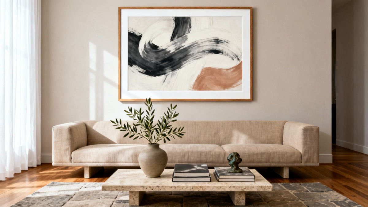Framed wall art mockup showcasing stunning large prints to elevate your space.