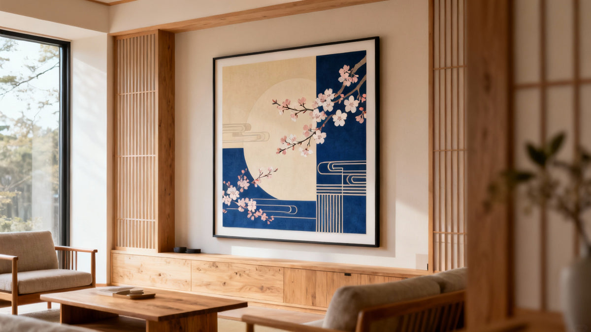 Framed wall art mockup featuring stunning Japan concept art designs and creative techniques.