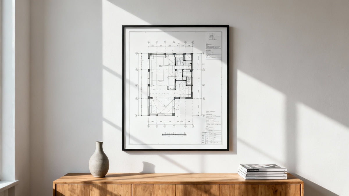 Framed wall art mockup showcasing A1 size posters in a stylish interior setting.