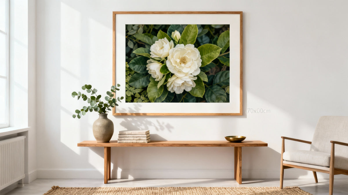 Framed floral wall decor mockup showcasing vibrant designs for home inspiration.