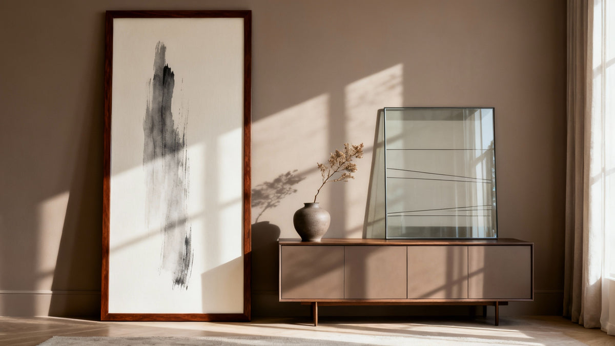 Framed wall art mockup showcasing stylish posters for home decor from a top poster store.