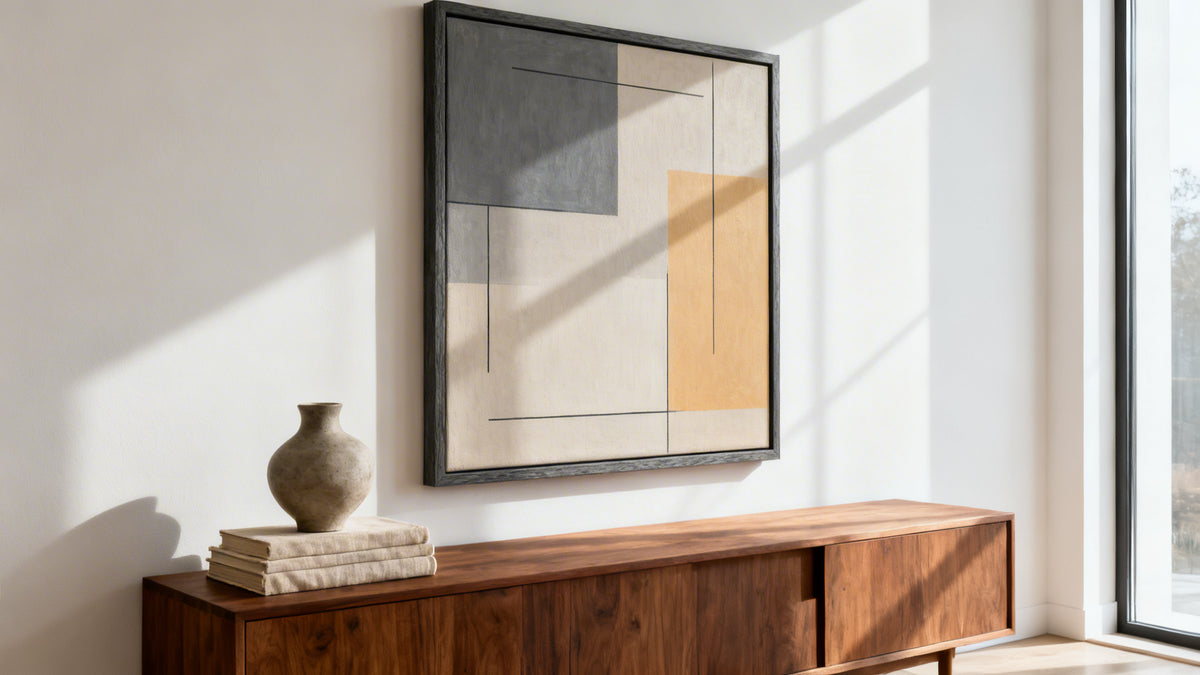 Framed wall art mockup showcasing the elegance of framed vs unframed canvas display options.