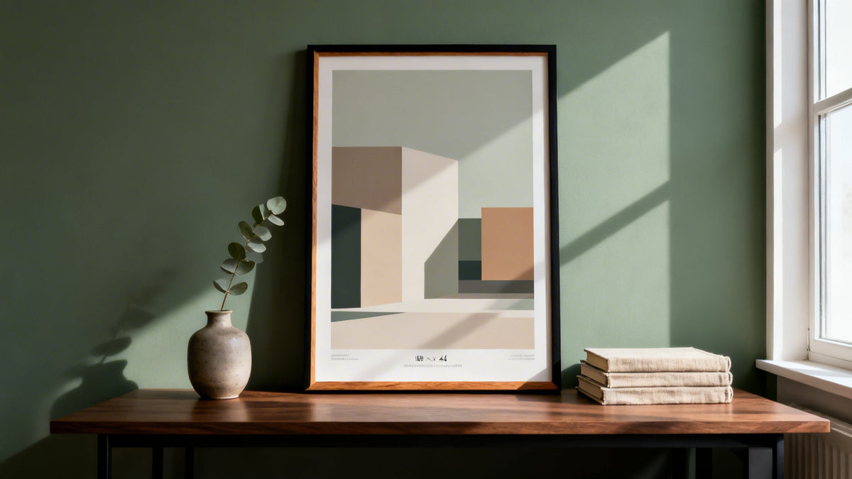 Framed wall art mockup featuring an 18x24 poster for size comparison and design inspiration.