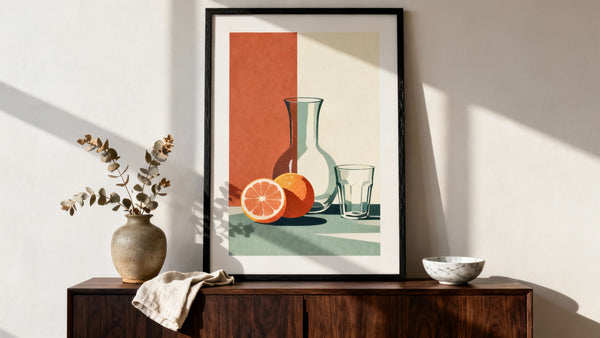 Framed food prints mockup showcasing contemporary wall art for modern kitchens and dining spaces.