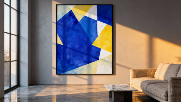 Framed wall art mockup showcasing modern poster print design for home decor inspiration.