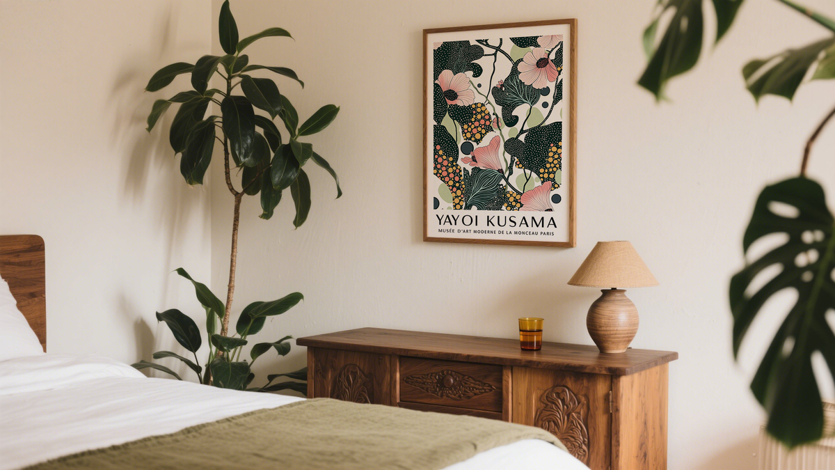 Springs flowers print in blush pink and green for bedroom