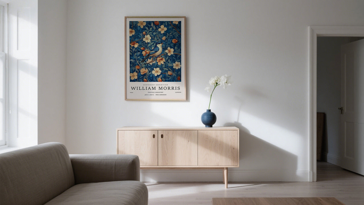 William Morris Lounge Room Pictures in Blue and Red