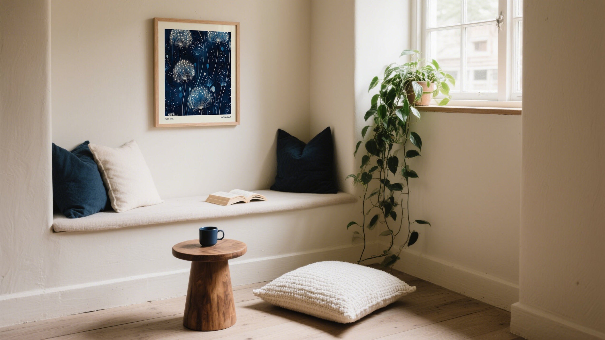 Navy Blue Floral Wall Art