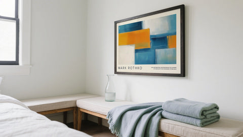 Horizontal Art & Wall Decor for bedroom in blue and yellow tones