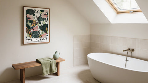 Framed spring prints featuring floral art in pink blush and green