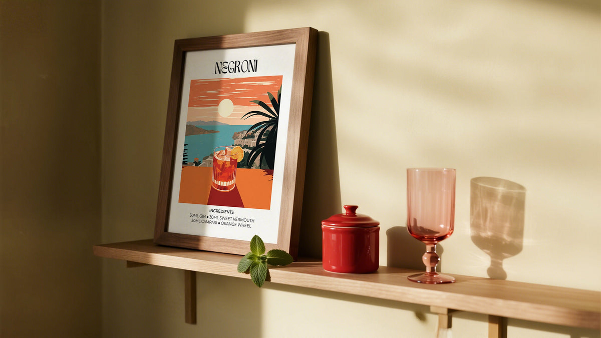 Negroni Vintage Cocktail Illustration
