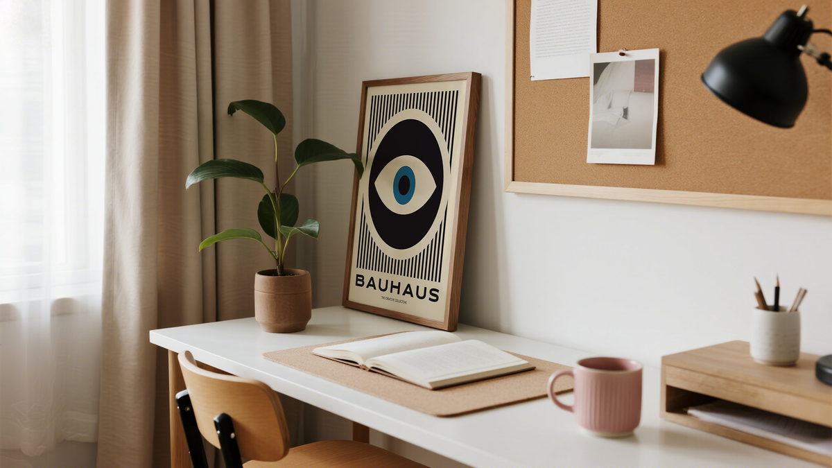 Images for office wall of large Bauhaus print leaning on wall