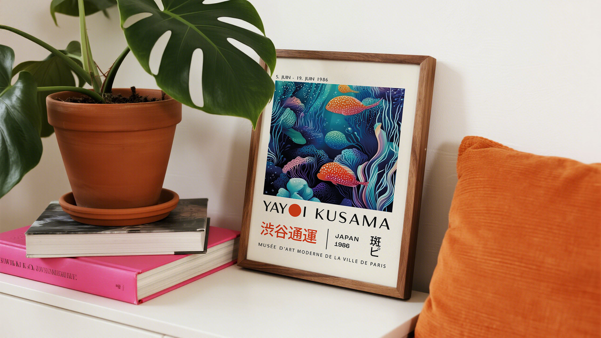 Colorful Ocean Fish poster leaning on wall