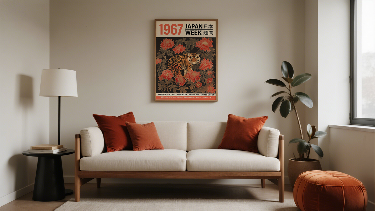 Large Japanese Wall Art of Tiger
