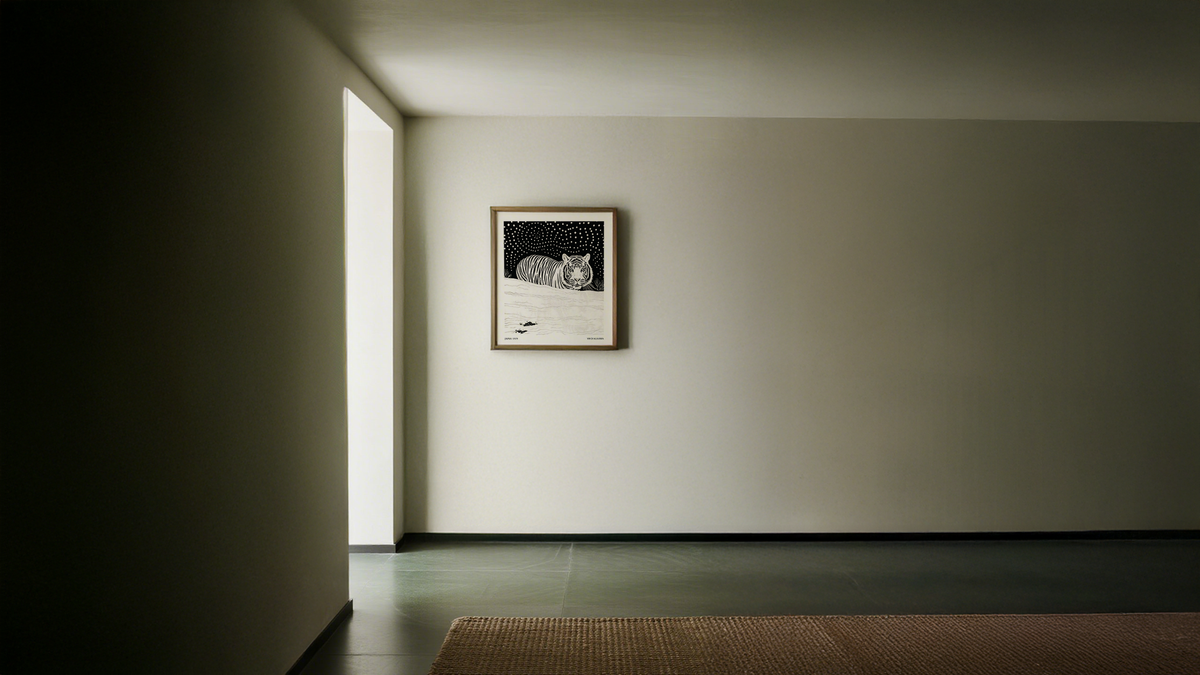 Japanese Tiger Art in black and white