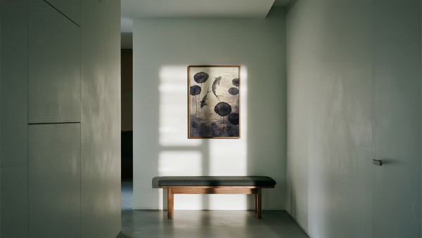 Artwork from Japan of Koi Fish in black inkwash