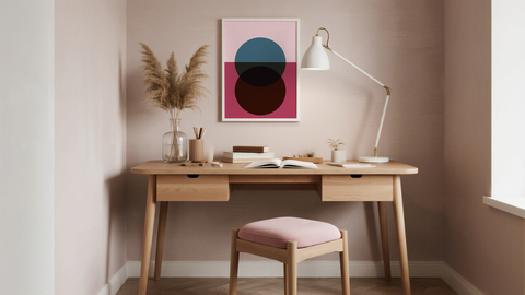 Home Office Wall Art Ideas of a Bauhaus Geometric Framed print above desk