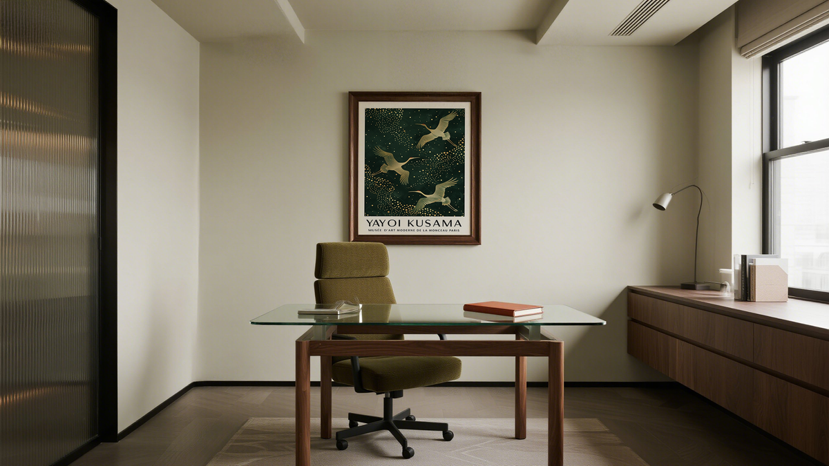 Green and Gold Large Office Wall Art