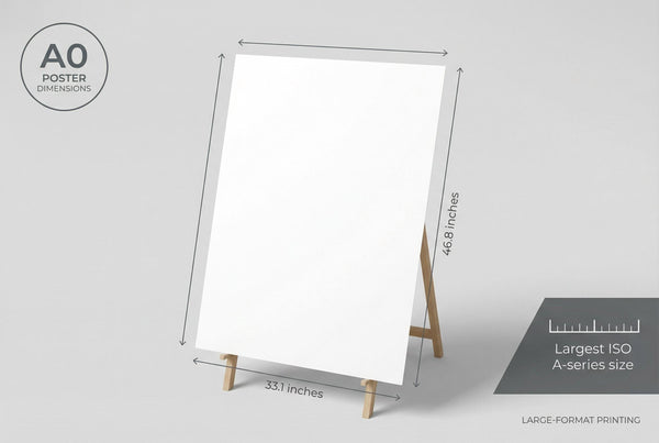 Framed wall art mockup showcasing A0 poster size in inches for home decor inspiration.
