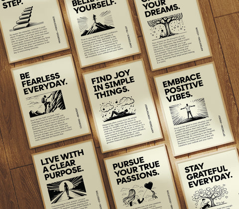 Motivational typography posters for dorm room décor