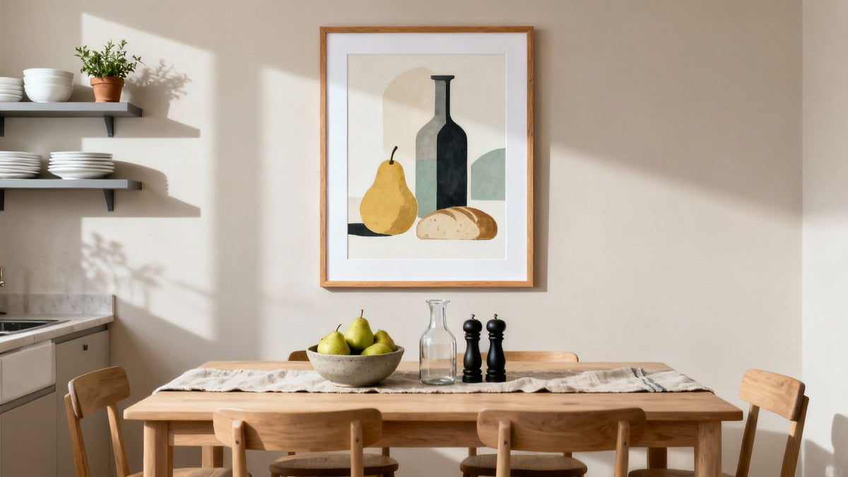Framed wall art mockup featuring best pictures for kitchen decor inspiration.