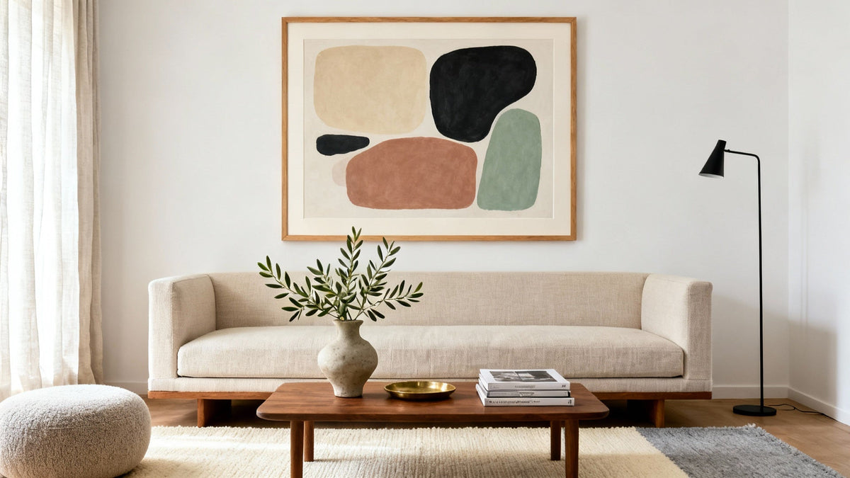 Framed wall art mockup showcasing curated art sets for thoughtful prints in various spaces.