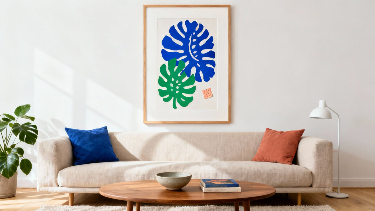 Framed wall art mockup featuring elegant prints by Matisse for stylish home decor inspiration.
