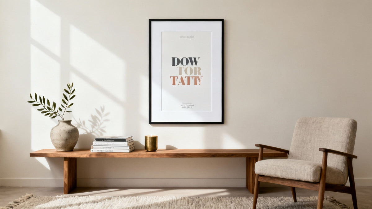 Framed wall art mockup showcasing various sizes for effective wall decor placement.