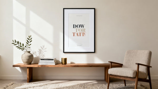 Framed wall art mockup showcasing various sizes for effective wall decor placement.