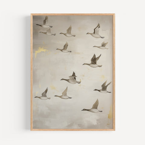 Luxury Japanese crane birds wall art in gold tones, perfect for serene interiors