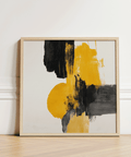 Abstract Square Art Print in vibrant yellow and black for workspace