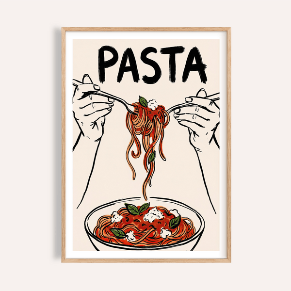 Pasta Art Print in Red, Black, and White for kitchen wall art