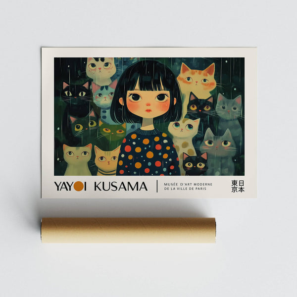 Unique wall art with whimsical cats and dreamlike composition