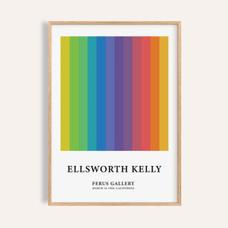 Framed Colorful Gallery Wall Art with vertical stripes in green blue purple and red tones