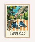 Bright Italian Kitchen Painting with lemon tree and espresso for dining room wall art print