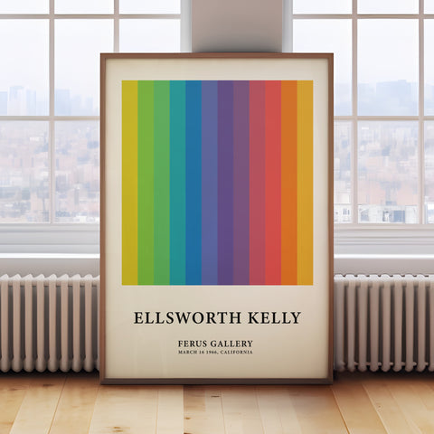 Ellsworth Kelly-inspired colourful stripe wall art for living rooms
