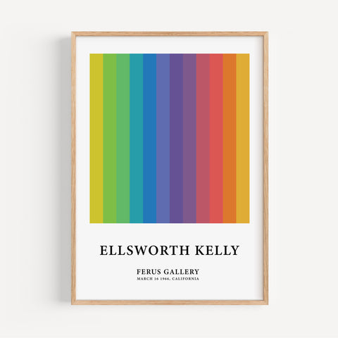 Ellsworth Kelly-inspired colourful stripe wall art for living rooms
