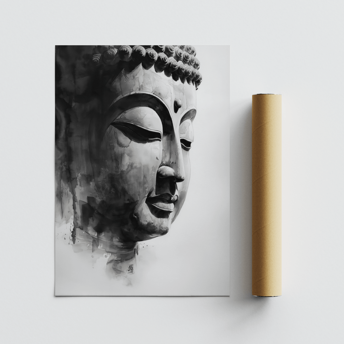 Black and White Buddha Art Print for bedroom wall decor