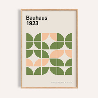 Mid century modern wall art print in olive green and blush for living room