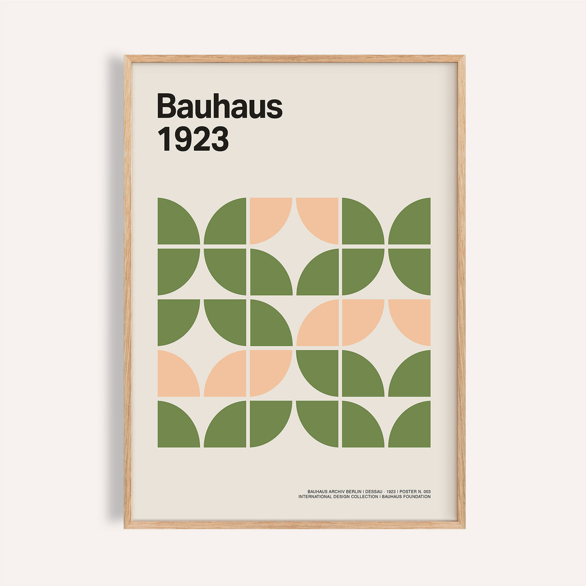 Mid century modern wall art print in olive green and blush for living room