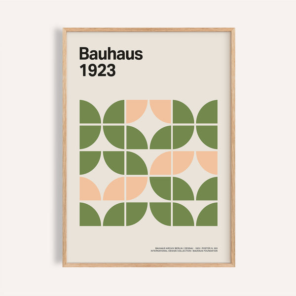 Mid century modern wall art print in olive green and blush for living room