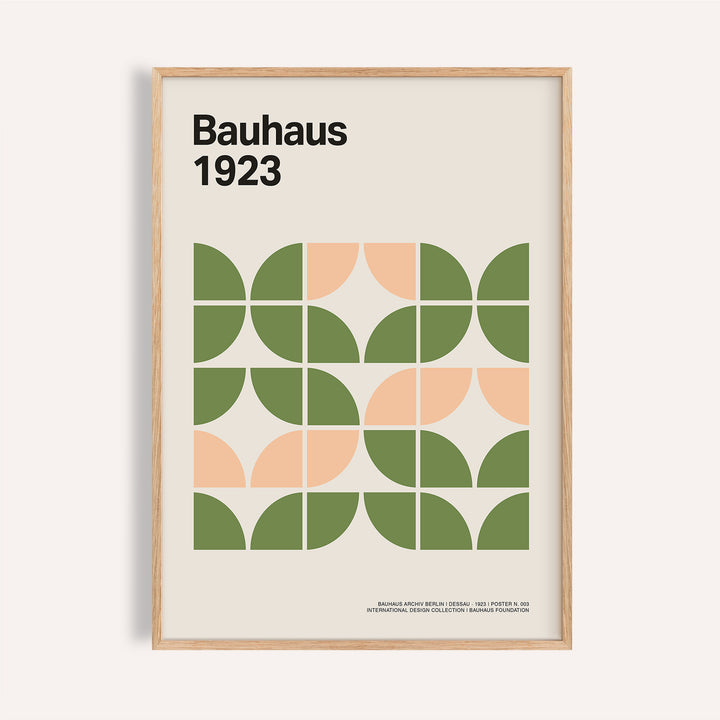 Mid century modern wall art print in olive green and blush for living room