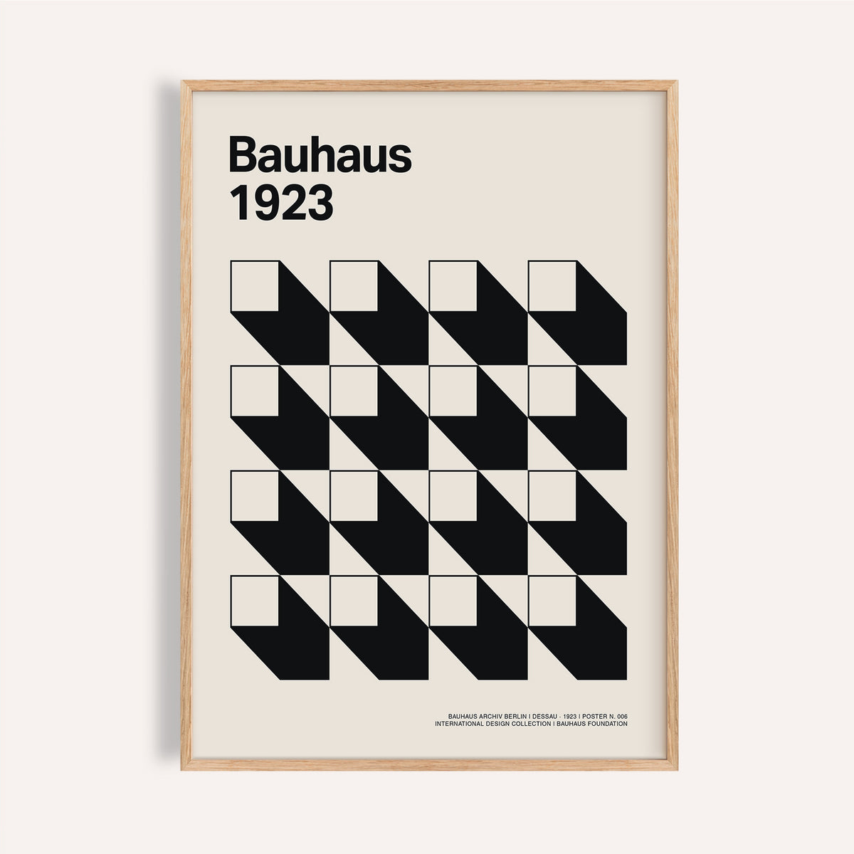 Black and cream office space poster with cube and shadow design